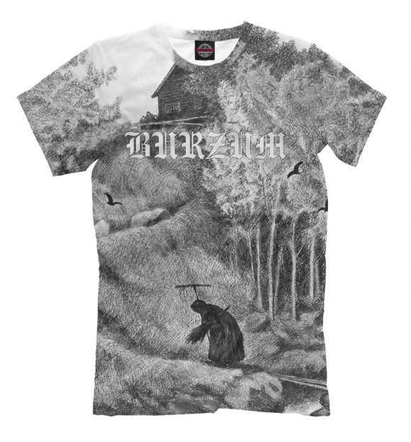 Мужская футболка с изображением Burzum - Svarte Daunen цвета Белый
