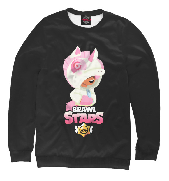 Свитшот для девочек с изображением Brawl Stars UNICORN цвета Белый