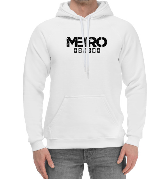 Мужской хлопковый худи с изображением Metro Exodus цвета Белый