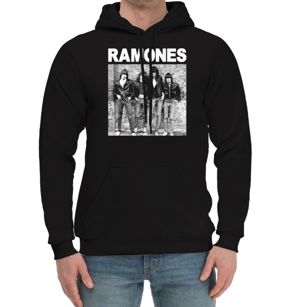 Мужской хлопковый худи с изображением Ramones - Ramones цвета Черный