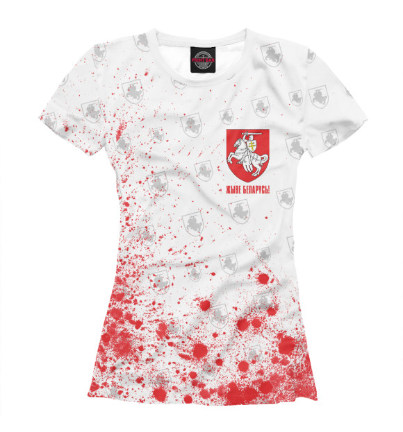 Футболка для девочек с изображением Живе Беларусь! цвета Белый