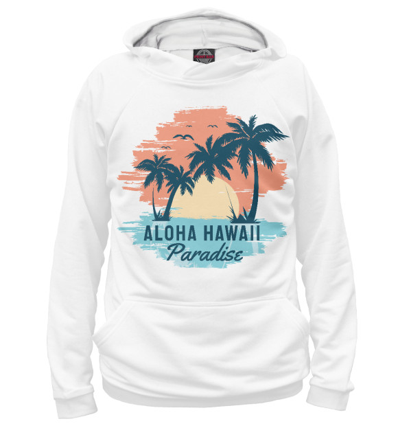 Мужское худи с изображением Aloha Hawaii цвета Белый