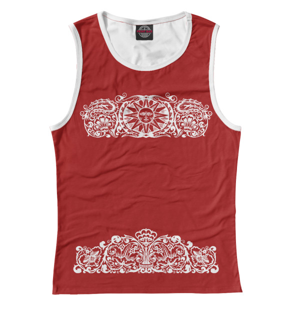 Майка для девочки с изображением Славянское Солнце Красное цвета Белый