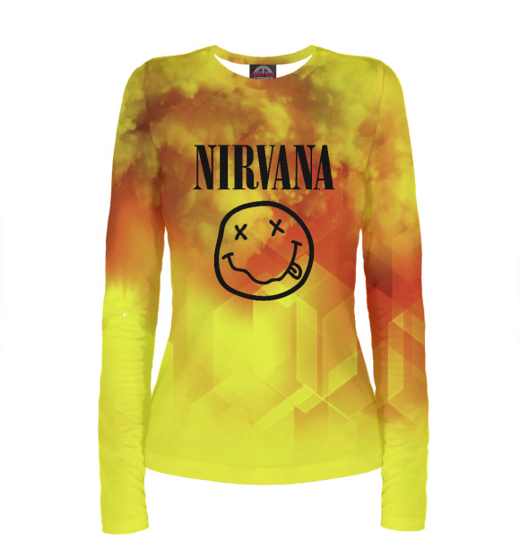 Женский лонгслив с изображением Nirvana | Нирвана цвета Белый