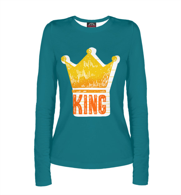 Женский лонгслив с изображением True King цвета Белый