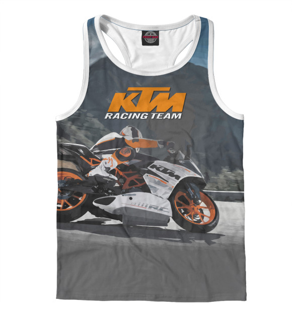 Мужская майка-борцовка с изображением KTM Racing team цвета Белый