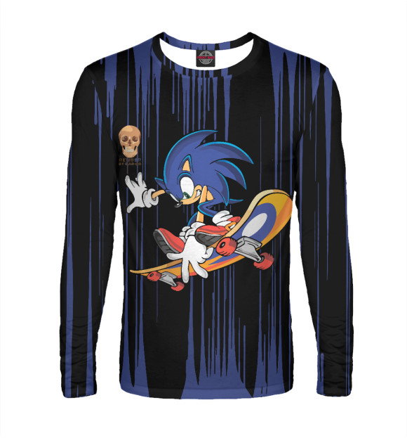 Мужской лонгслив с изображением Sonic цвета Белый
