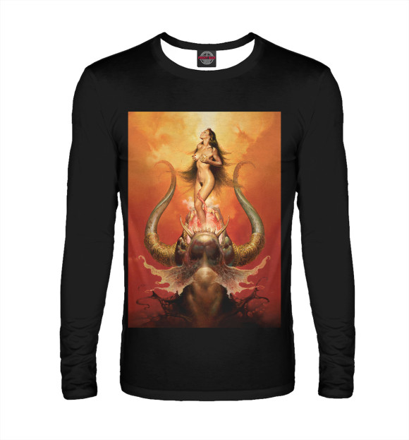 Мужской лонгслив с изображением Devil girl цвета Белый