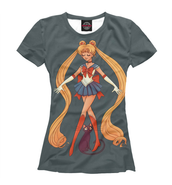 Футболка для девочек с изображением Sailor Moon цвета Белый