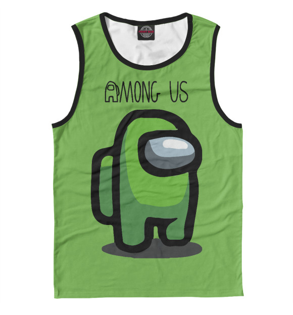 Мужская майка с изображением Among Us салатовый цвета Белый