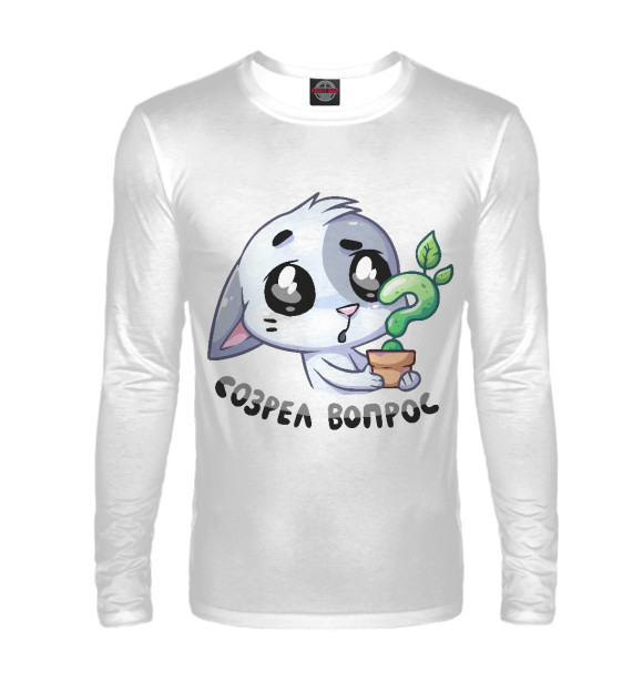Мужской лонгслив с изображением Созрел вопрос цвета Белый