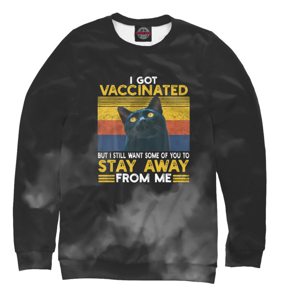 Свитшот для девочек с изображением I Got Vaccinated cat цвета Белый
