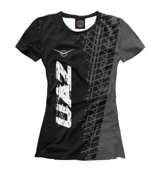Женская футболка UAZ Speed Шины (темный фон)