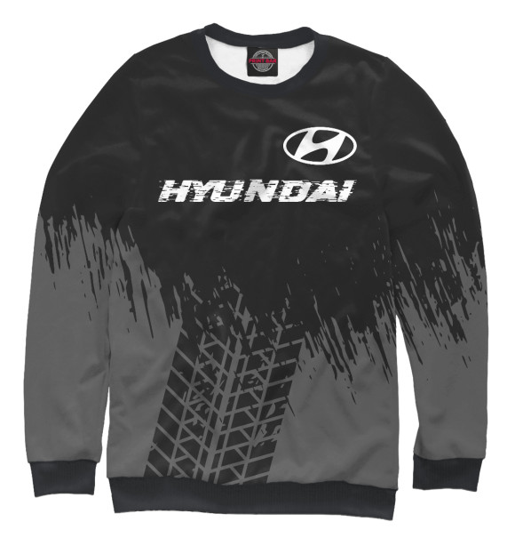 Мужской свитшот с изображением Hyundai Speed Tires (темный фон) цвета Белый