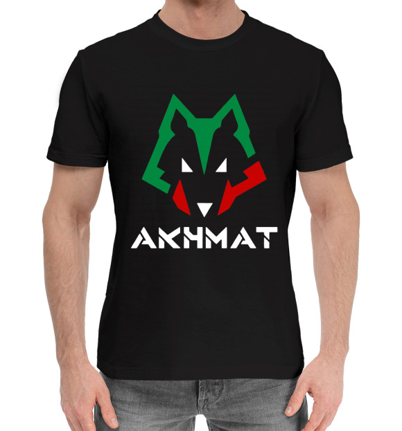 Мужская хлопковая футболка с изображением Ахмат фан клаб цвета Черный