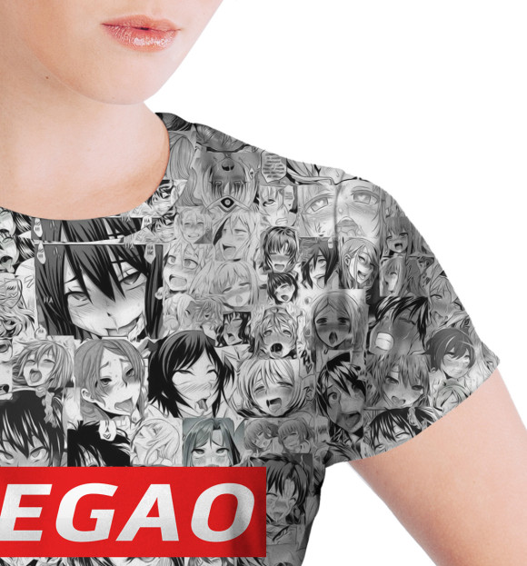 Женская футболка с изображением AHEGAO цвета Белый