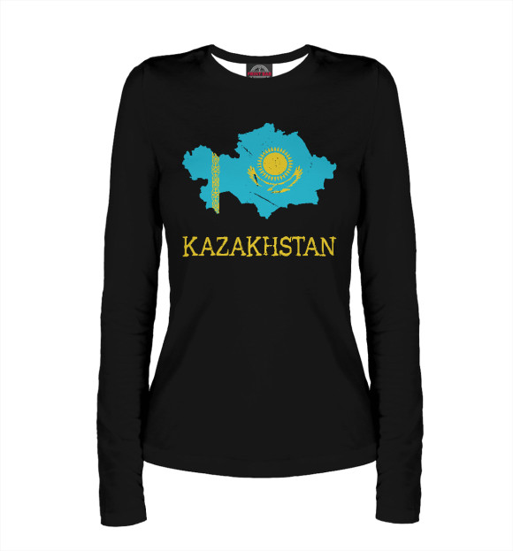 Женский лонгслив с изображением Kazakhstan цвета Белый