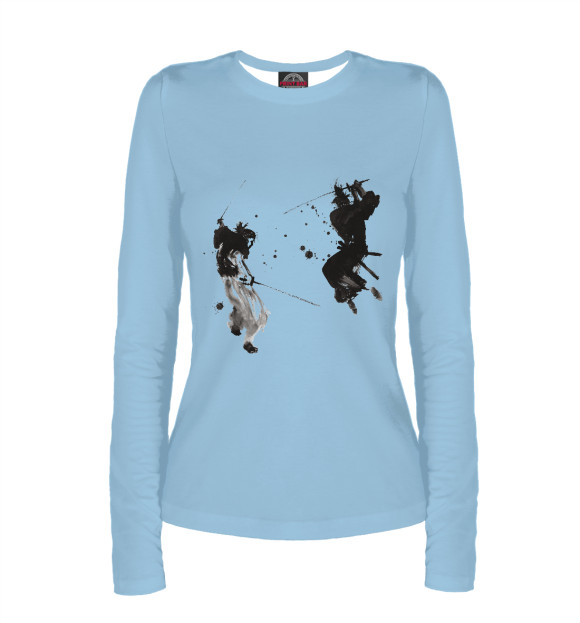 Женский лонгслив с притом Самураи цвета Белый Женский лонгслив с изображением Самураи цвета Белый