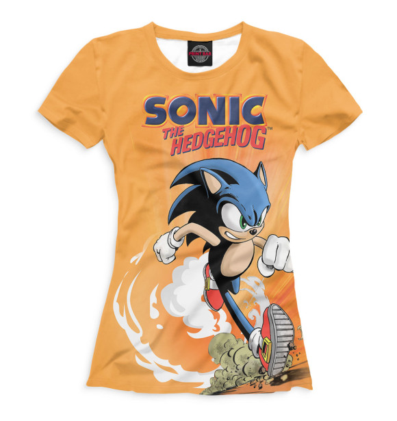 Женская футболка с изображением Sonic the hedgehog цвета Белый