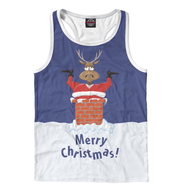 Мужская майка-борцовка с изображением Merry Christmas цвета Белый