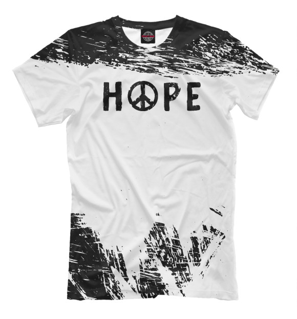 Мужская футболка с изображением Peace and Hope цвета Белый