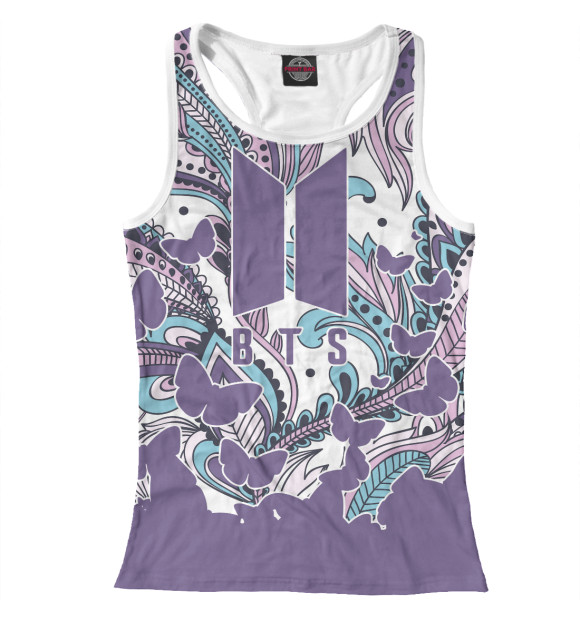 Женская майка-борцовка с изображением BTS цвета Белый