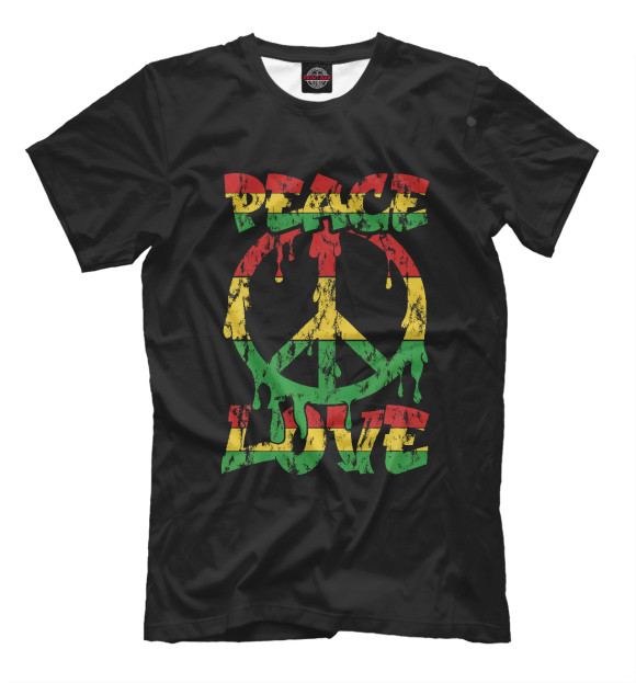 Мужская футболка с изображением Peace Love цвета Белый
