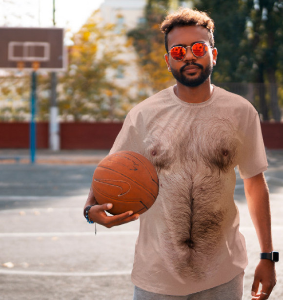 Мужская футболка с изображением Волосатая грудь цвета Белый