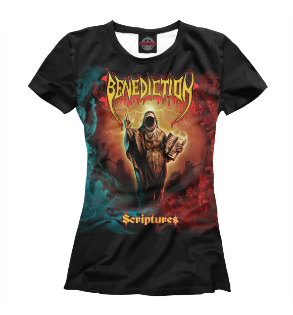 Женская футболка с изображением Benediction цвета Белый