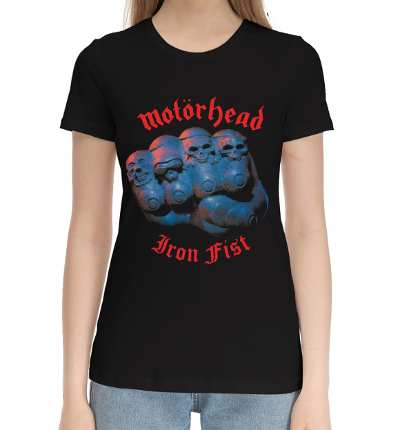 Женская хлопковая футболка с изображением Motorhead цвета Черный