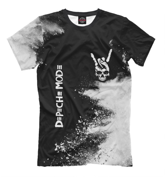 Мужская футболка с изображением Depeche Mode Рок Символ на темном брызги цвета Белый