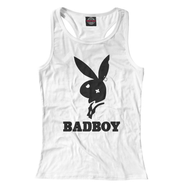 Женская майка-борцовка с изображением BADBOY цвета Белый