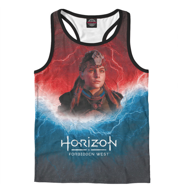 Мужская майка-борцовка с изображением Horizon Forbidden West Fire цвета Белый