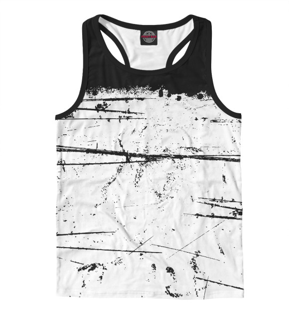 Мужская майка-борцовка с изображением Черно-белый гранж цвета Белый