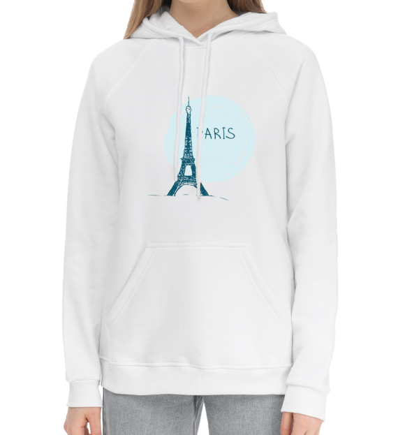 Женский хлопковый худи с изображением Париж цвета Белый