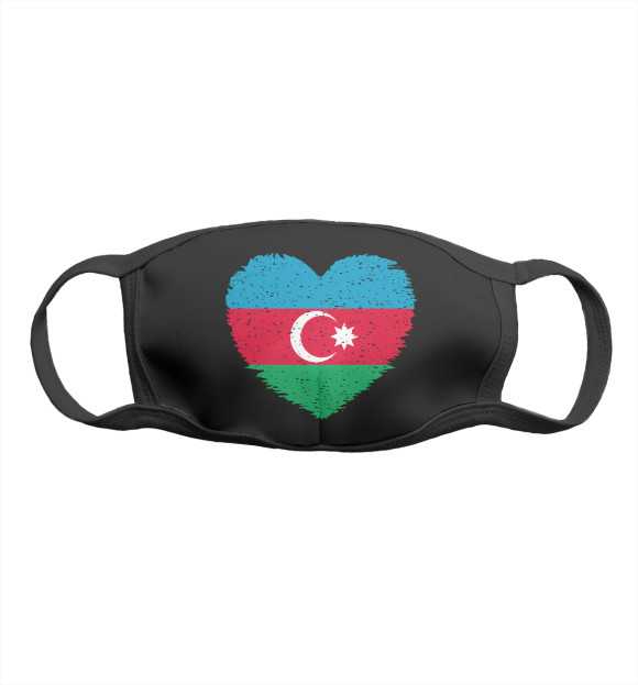 Маска тканевая с изображением Сердце Азербайджана цвета Белый