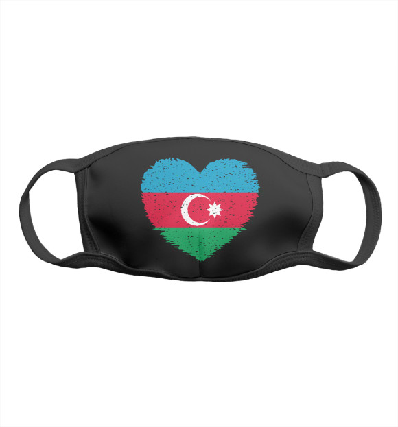 Маска тканевая с изображением Сердце Азербайджана цвета Белый