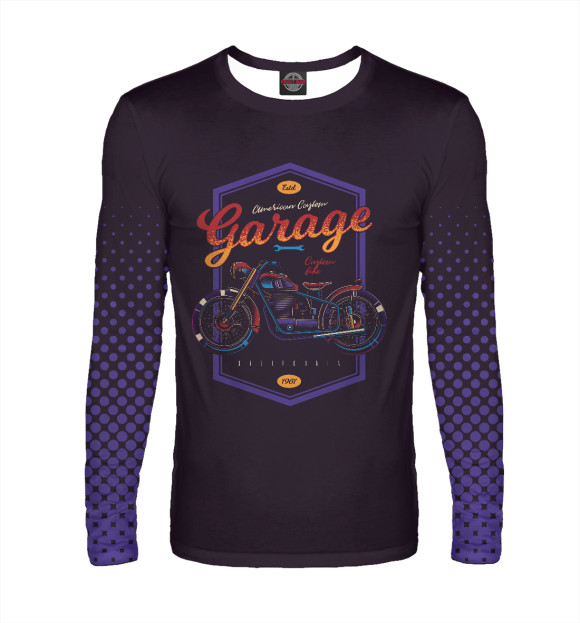 Мужской лонгслив с изображением Мотоцикл цвета Белый