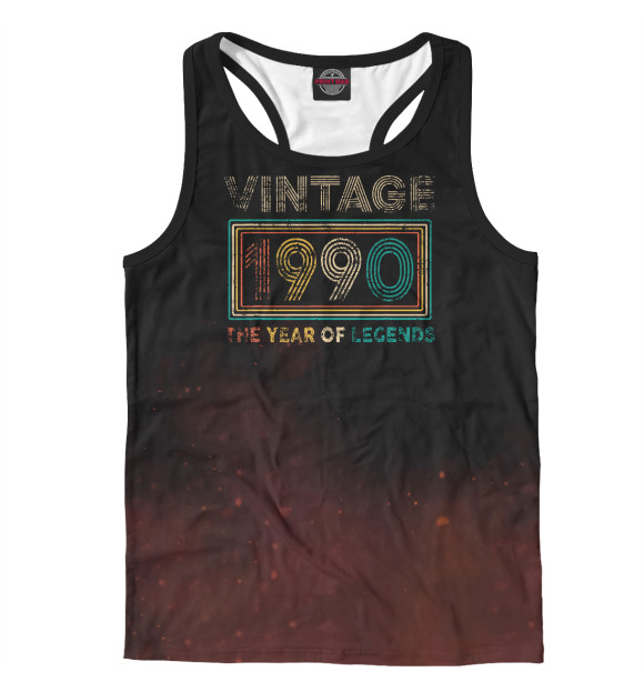 Мужская майка-борцовка с изображением Vintage 1990 цвета Белый
