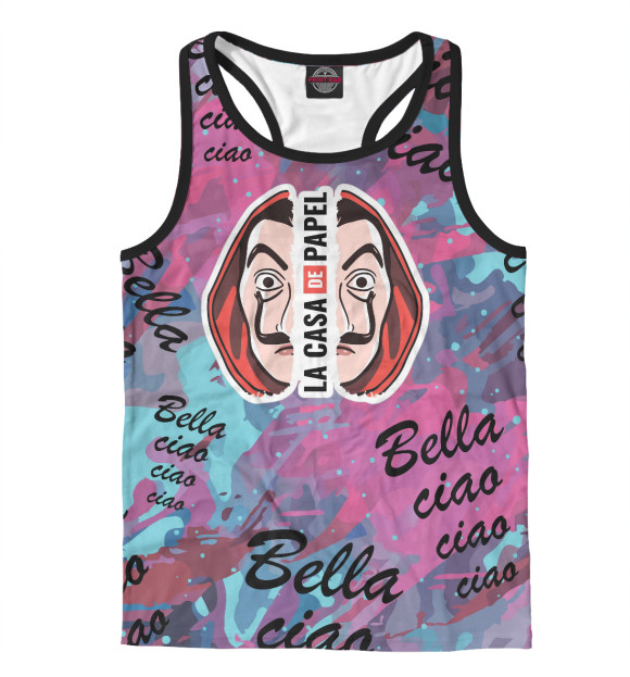 Мужская майка-борцовка с притом La Casa de Papel / Бумажный цвета Белый Мужская майка-борцовка с изображением La Casa de Papel / Бумажный цвета Белый