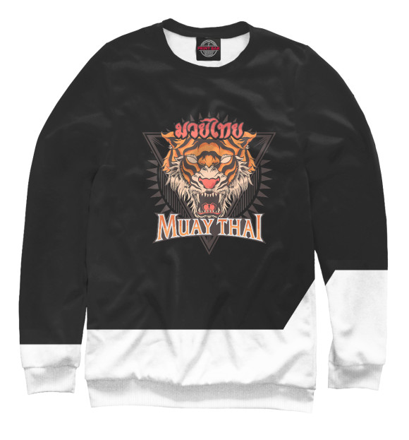 Свитшот для девочек с изображением Tigar Muay Thai цвета Белый