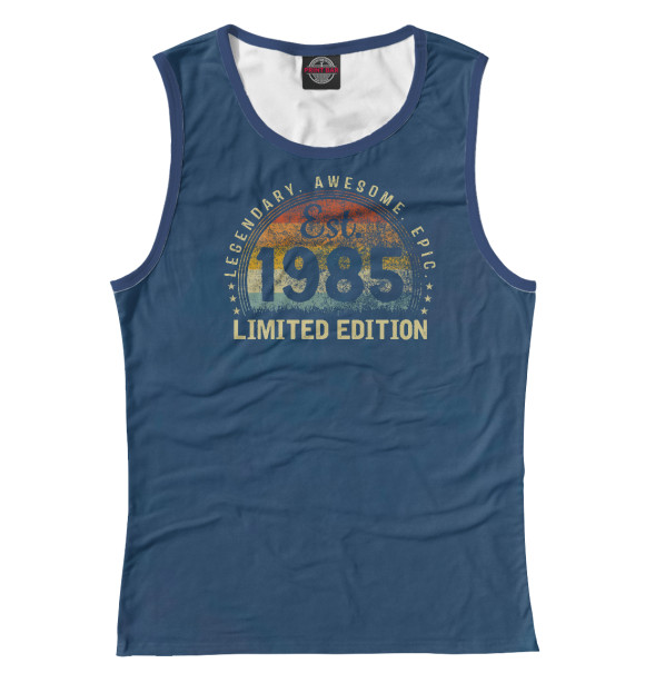 Женская майка с изображением Vintage Est. 1985 цвета Белый