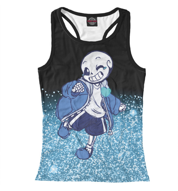 Женская майка-борцовка с притом Undertale Sans цвета Белый Женская майка-борцовка с изображением Undertale Sans цвета Белый