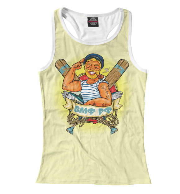 Женская майка-борцовка с изображением Военно Морской Флот цвета Белый