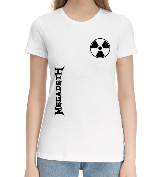 Женская хлопковая футболка с изображением Megadeth цвета Белый