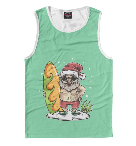 Майка для мальчика с изображением Санта Клаус Лето цвета Белый