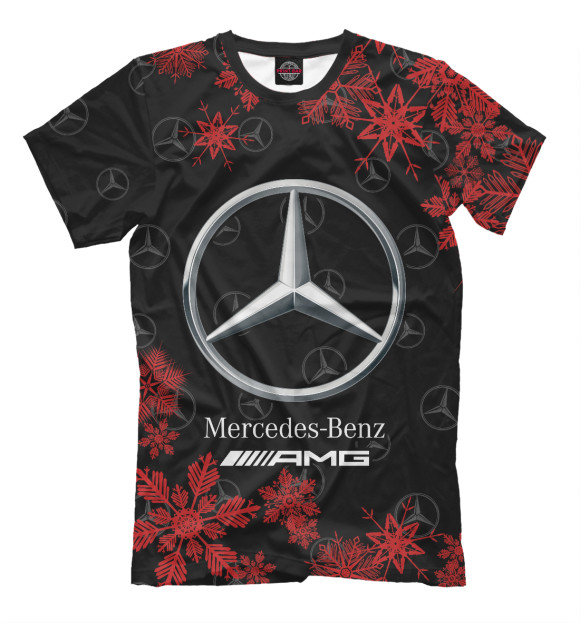 Мужская футболка с изображением Mercedes - Снежный цвета Белый