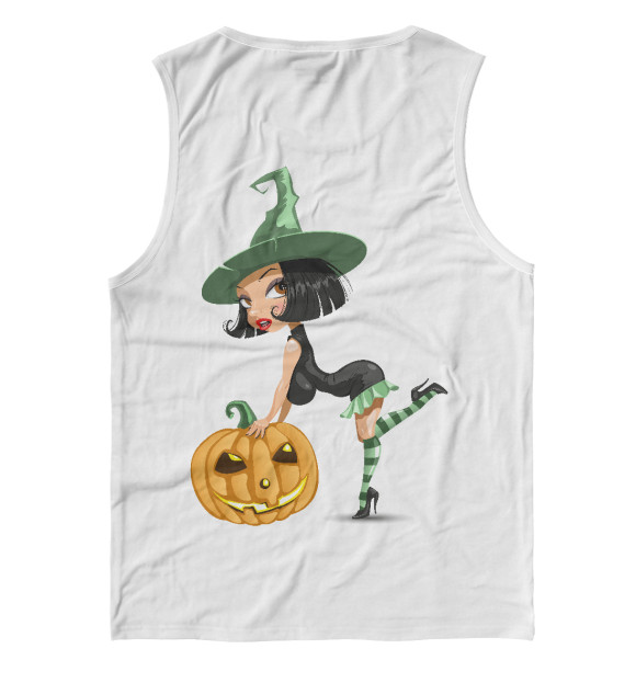 Мужская майка с изображением Girl with pumpkin цвета Белый