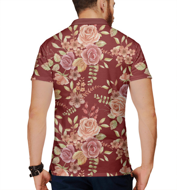 Мужское поло с изображением Букет роз цвета Белый