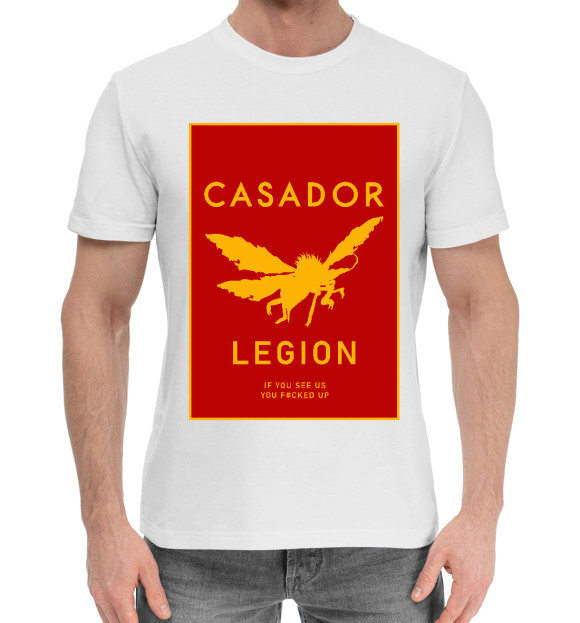 Мужская хлопковая футболка с изображением Фоллаут Касадор цвета Белый